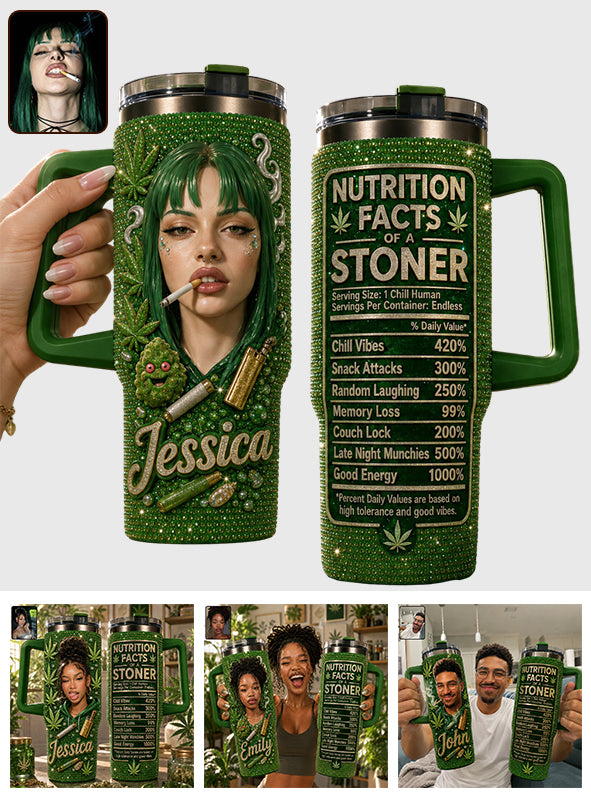 Stoner Geschenk - Personalisierter Weed Rhinestone Becher mit Griff