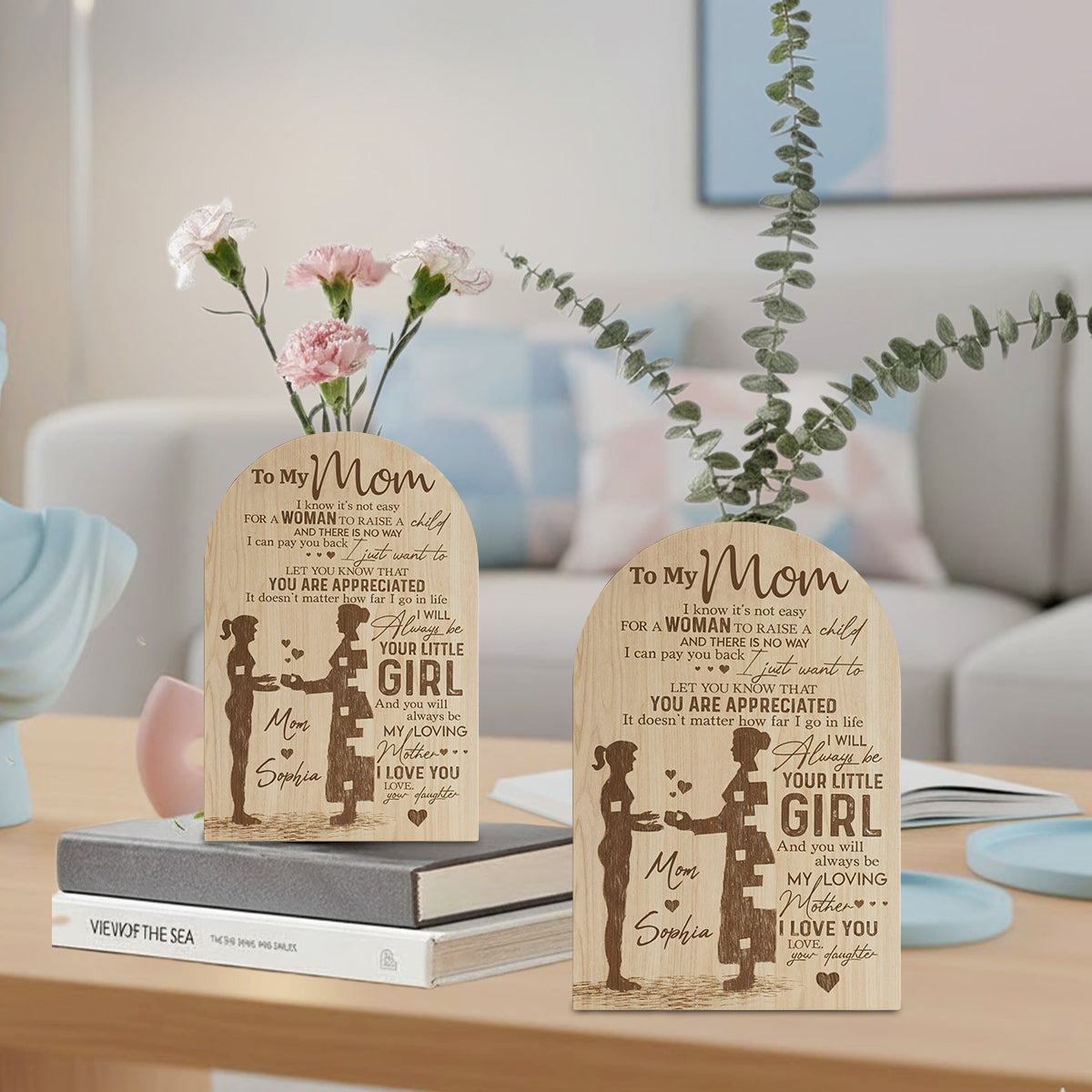 Für meine Mama – Das perfekte Geschenk für Mama – Personalisierte Acryl-Blumenvase in individueller Familienform