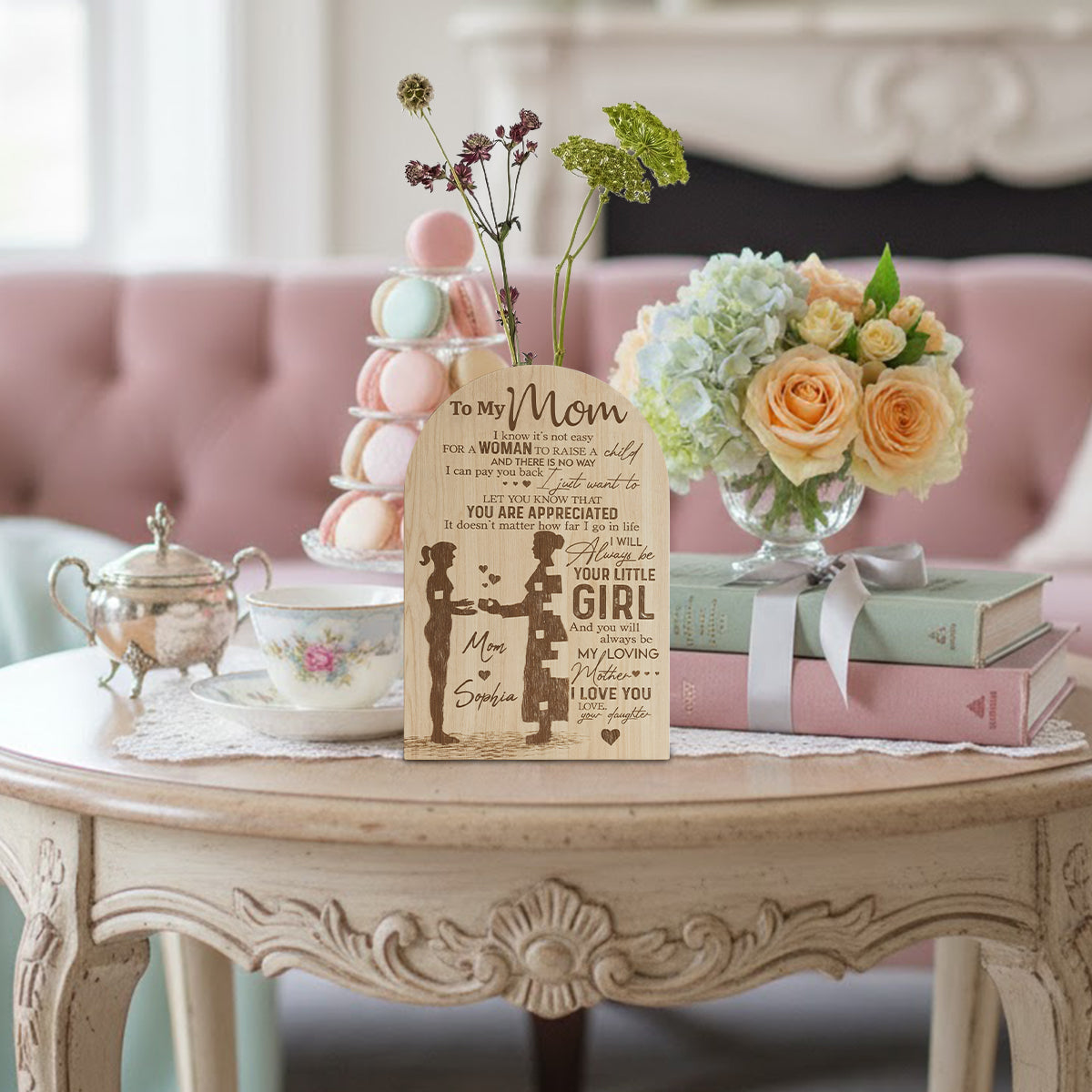 Für meine Mama – Das perfekte Geschenk für Mama – Personalisierte Acryl-Blumenvase in individueller Familienform