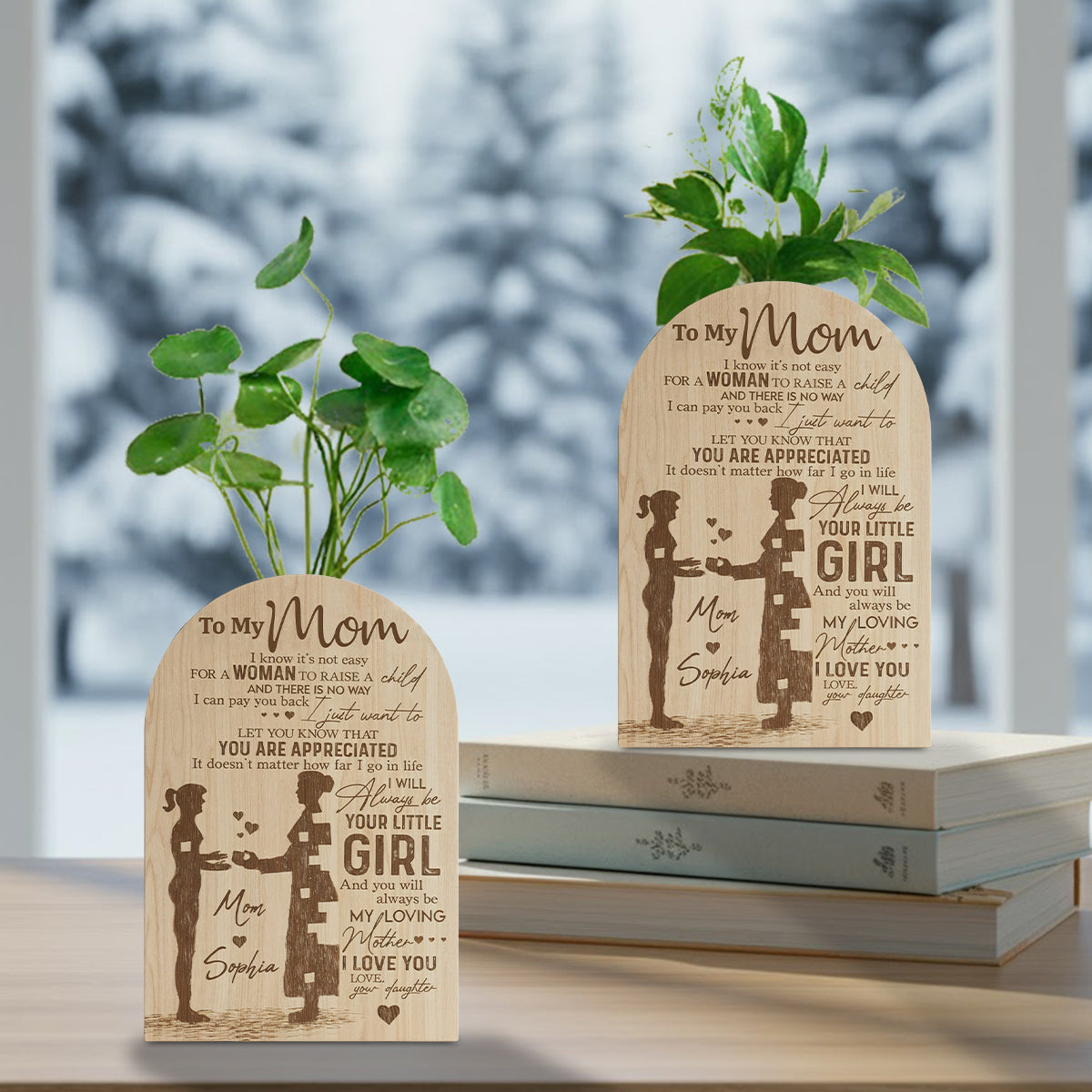 Für meine Mama – Das perfekte Geschenk für Mama – Personalisierte Acryl-Blumenvase in individueller Familienform