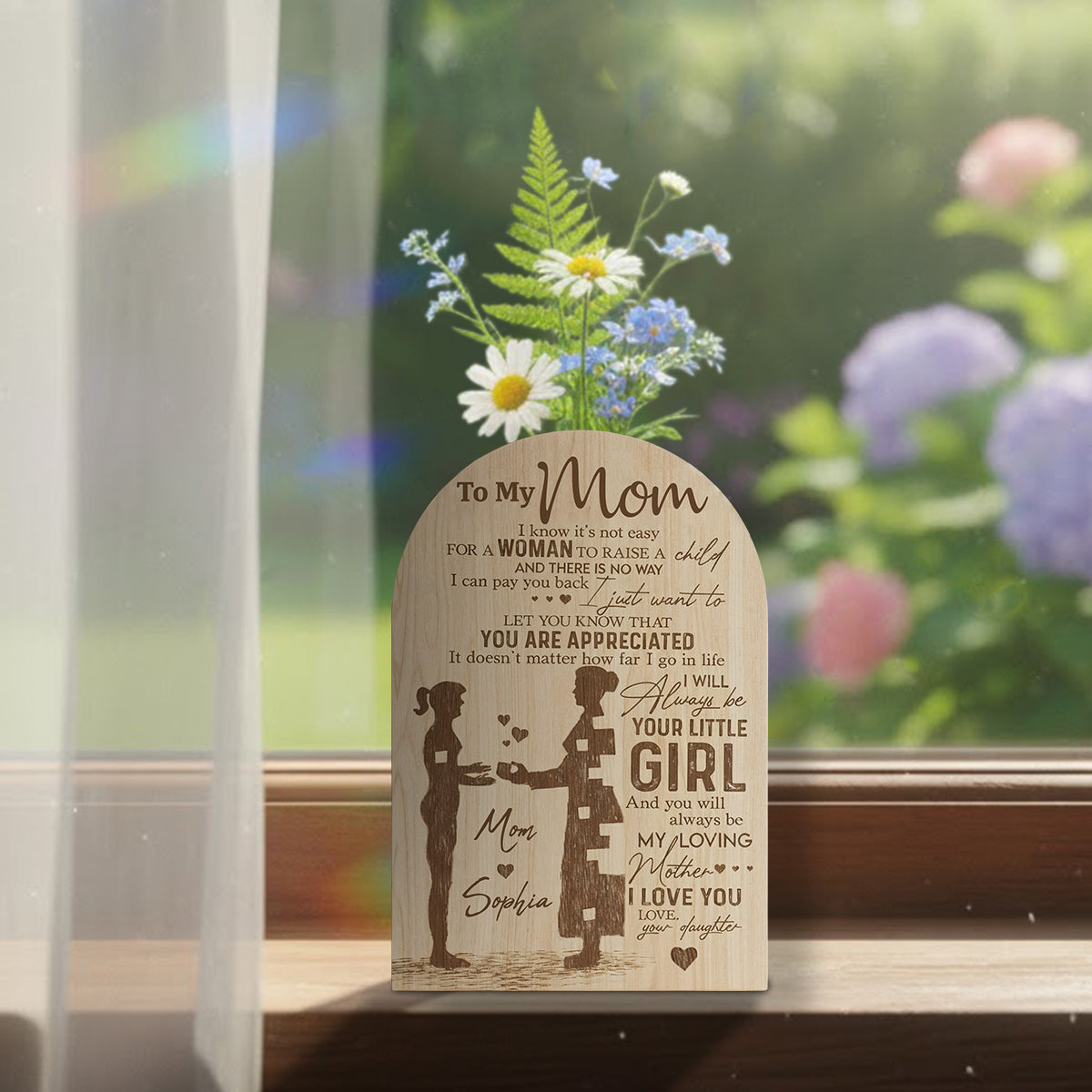 Für meine Mama – Das perfekte Geschenk für Mama – Personalisierte Acryl-Blumenvase in individueller Familienform