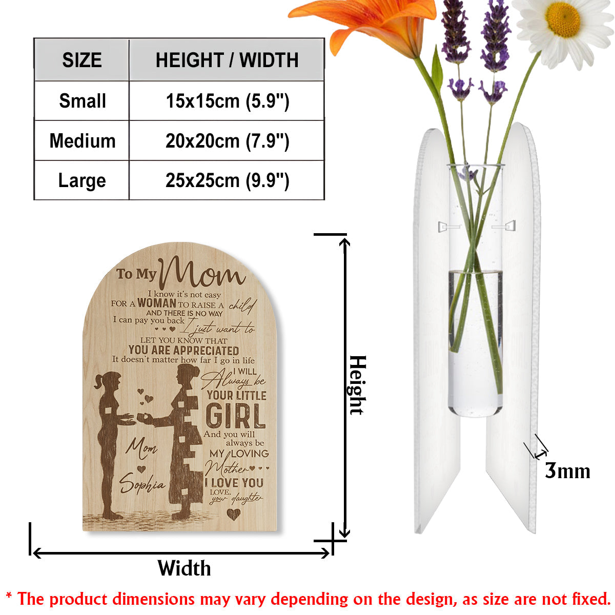 Für meine Mama – Das perfekte Geschenk für Mama – Personalisierte Acryl-Blumenvase in individueller Familienform