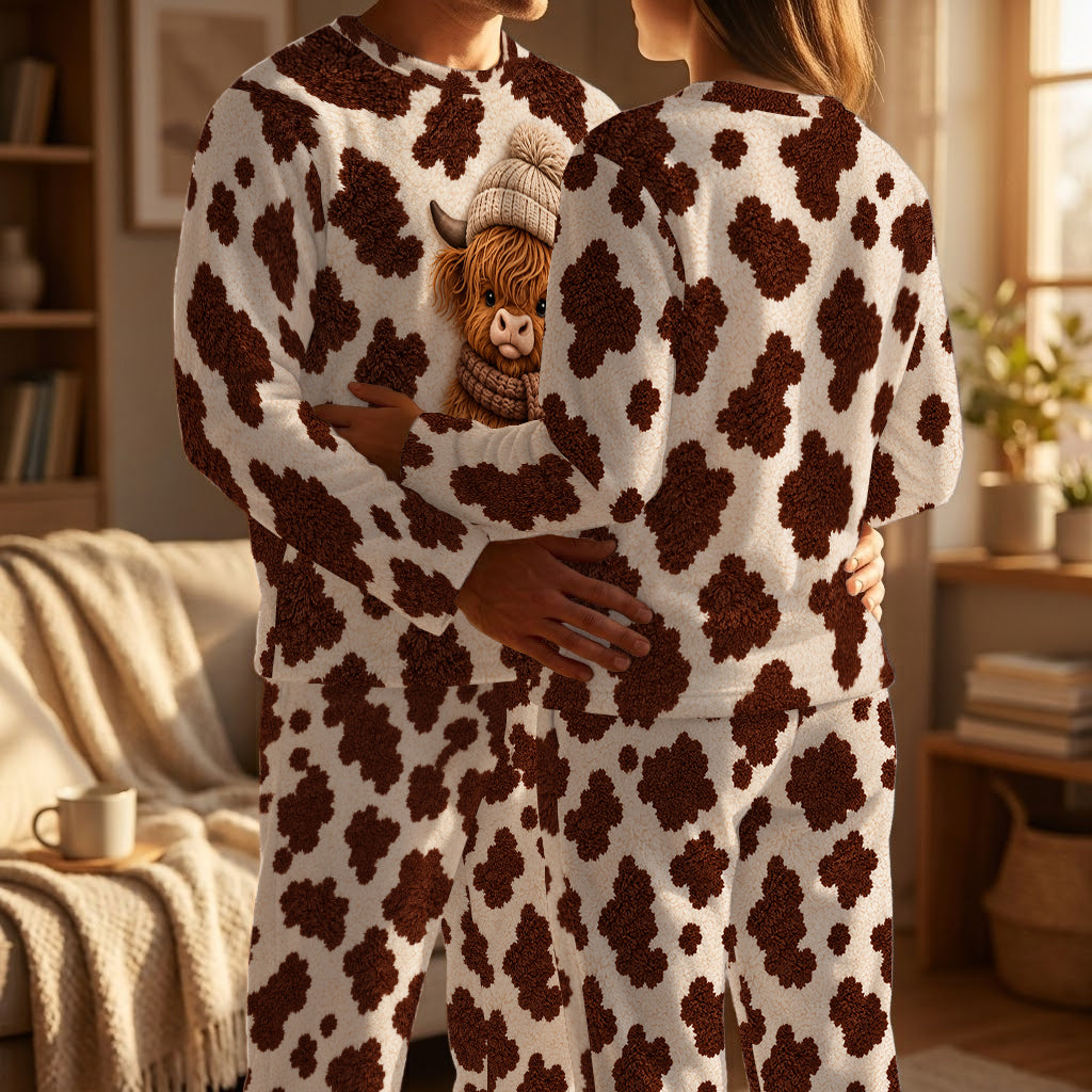 Liebe Highland Cow - Personalisiertes Highland Cow Fleece Lounge Set