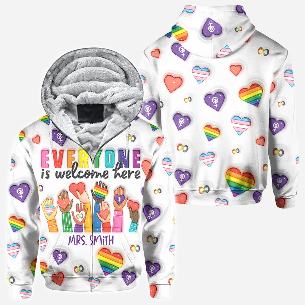 Everyone Is Welcome Here - Personalized Teacher All Over Shirt