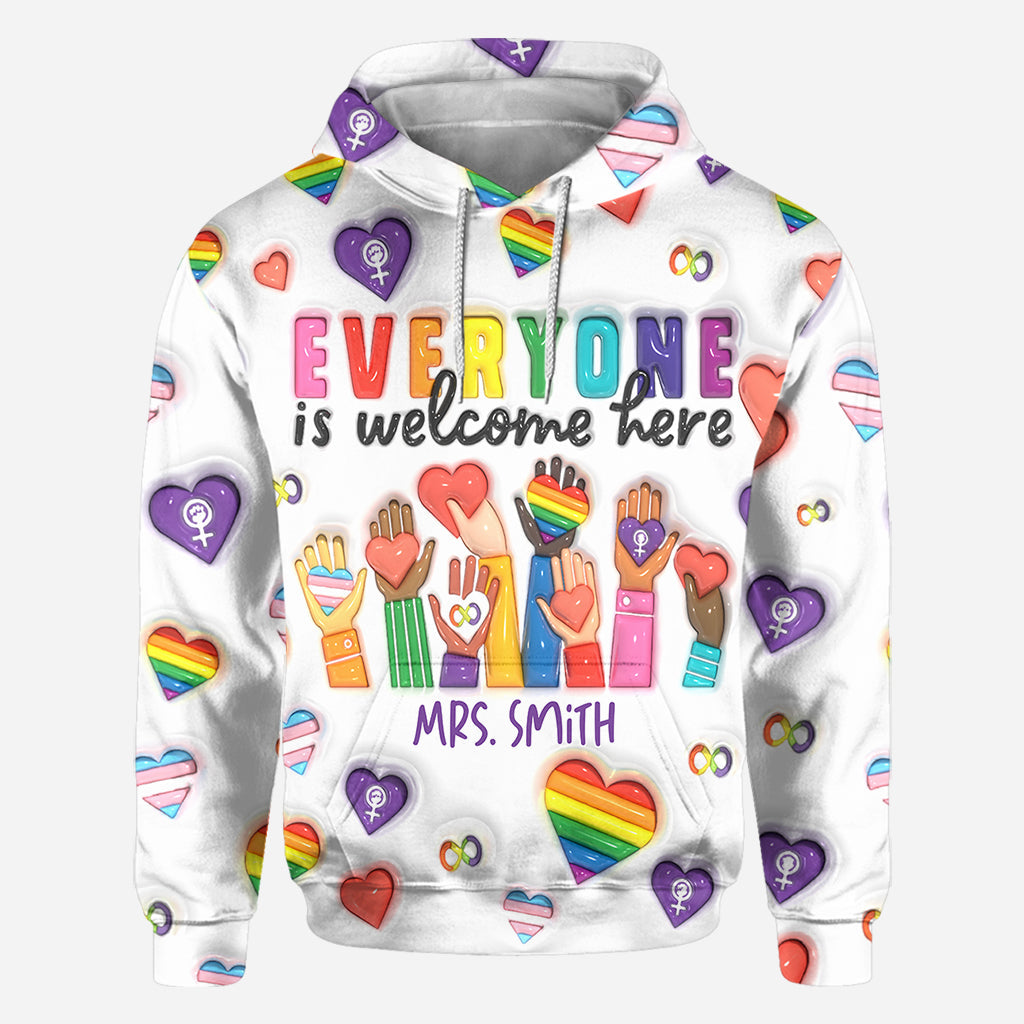 Everyone Is Welcome Here - Personalized Teacher All Over Shirt