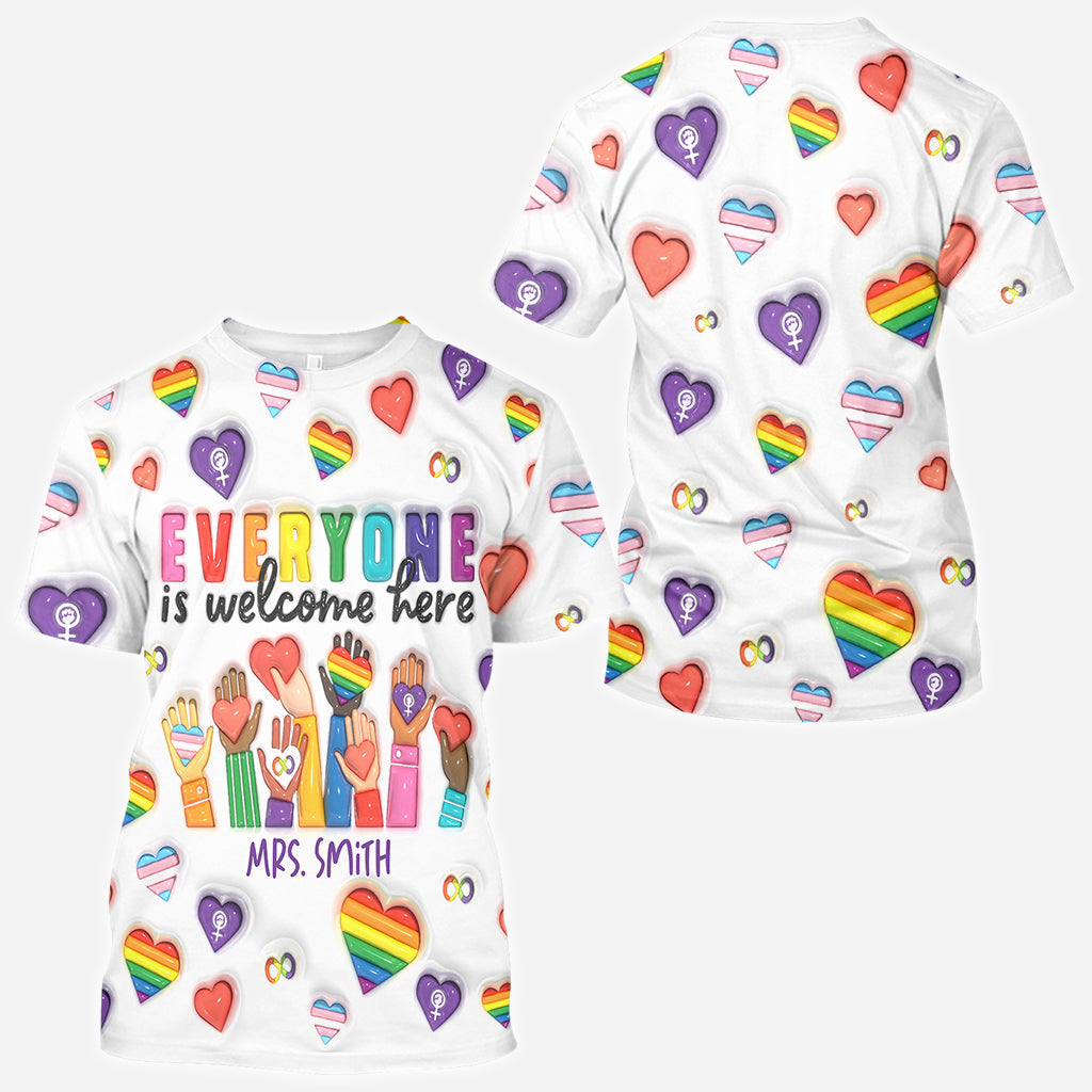 Everyone Is Welcome Here - Personalized Teacher All Over Shirt