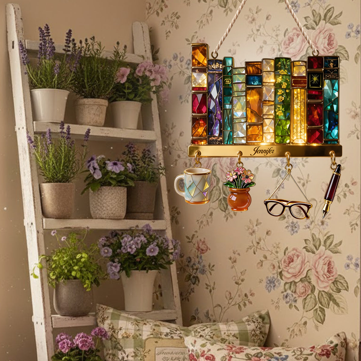 Buchliebhaber – Personalisiertes Acryl-Schild mit LED-Buchbeleuchtung