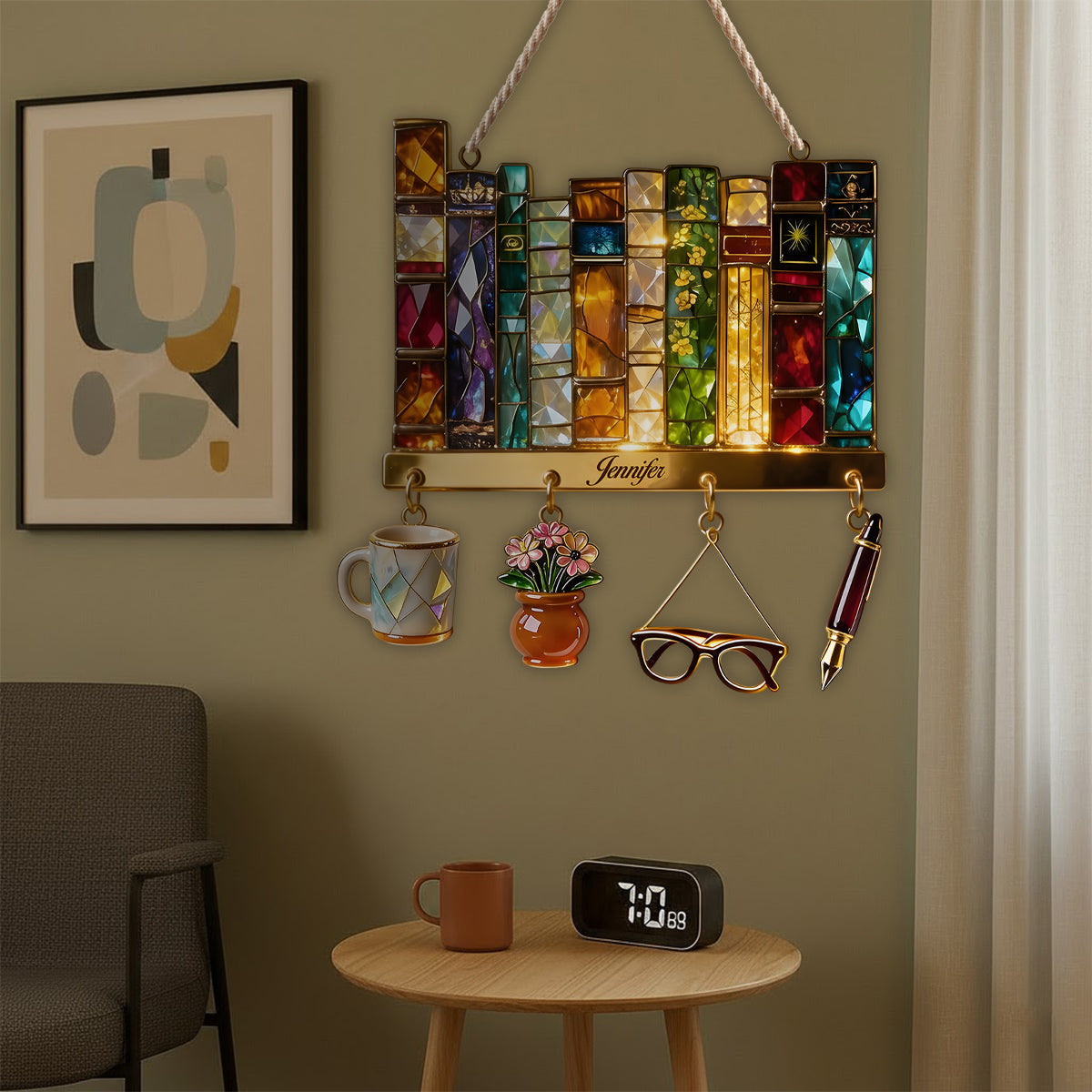 Buchliebhaber – Personalisiertes Acryl-Schild mit LED-Buchbeleuchtung