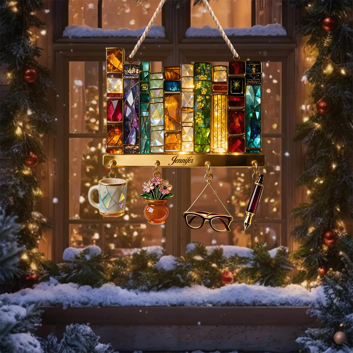 Buchliebhaber – Personalisiertes Acryl-Schild mit LED-Buchbeleuchtung