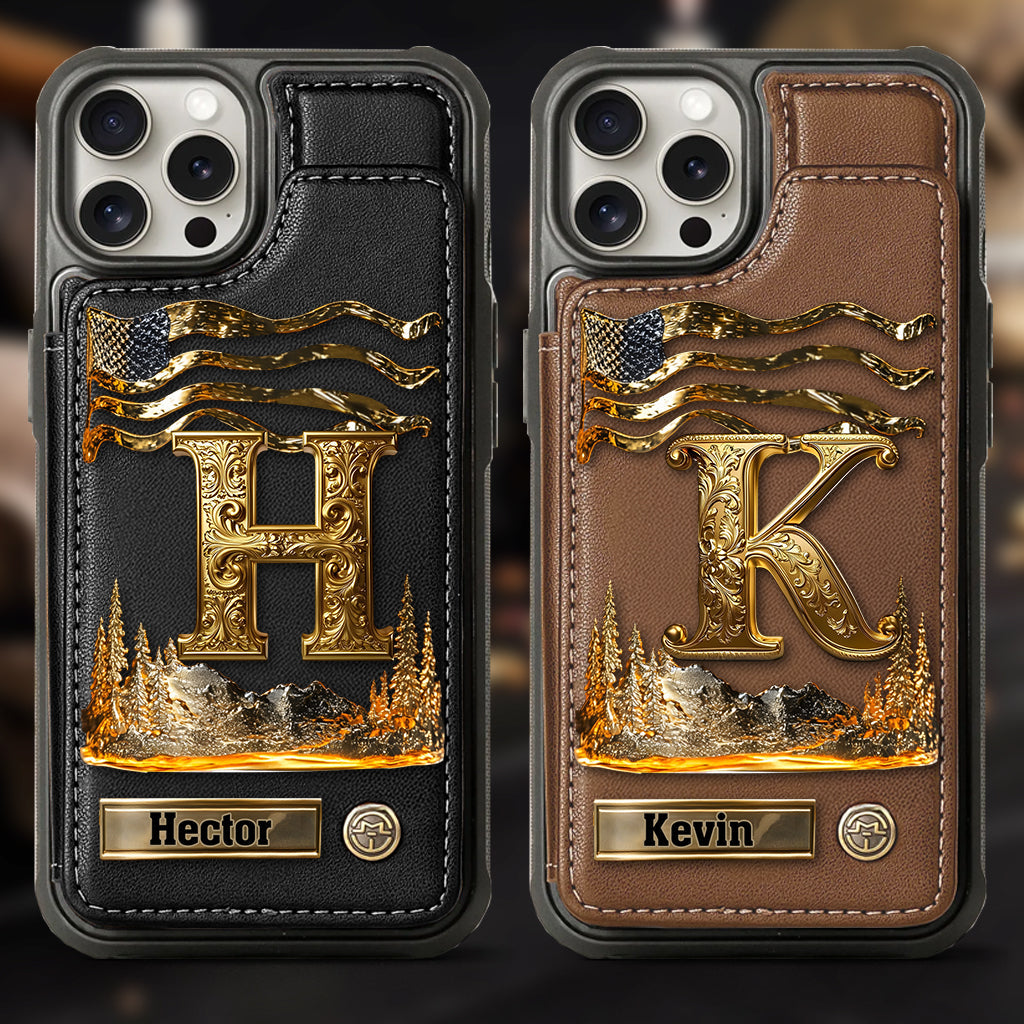 Name Initial Alphabet - Personalized Luxury Wallet Phone Case