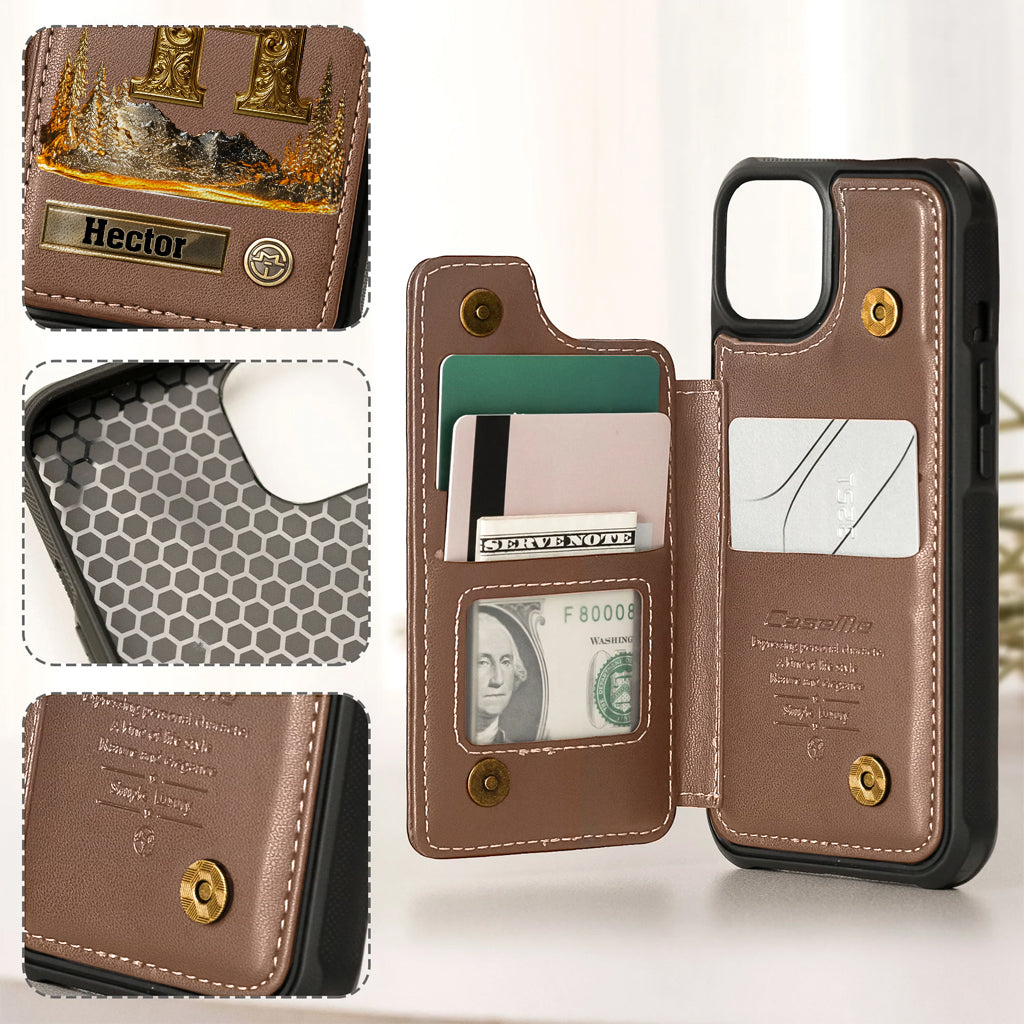 Name Initial Alphabet - Personalized Luxury Wallet Phone Case