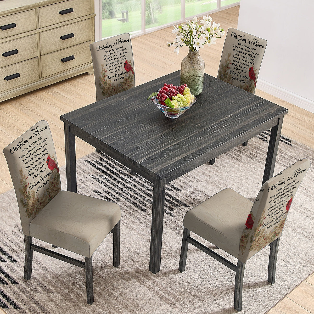 Christmas In Heaven - Personalized Memorial Chair Cover Set