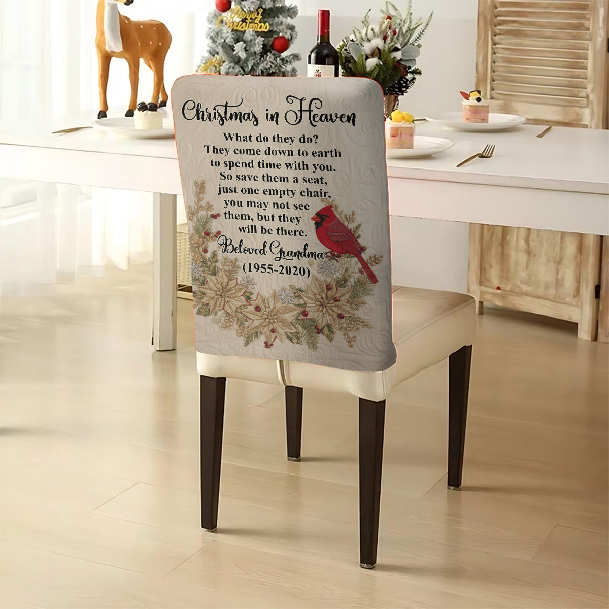 Christmas In Heaven - Personalized Memorial Chair Cover Set