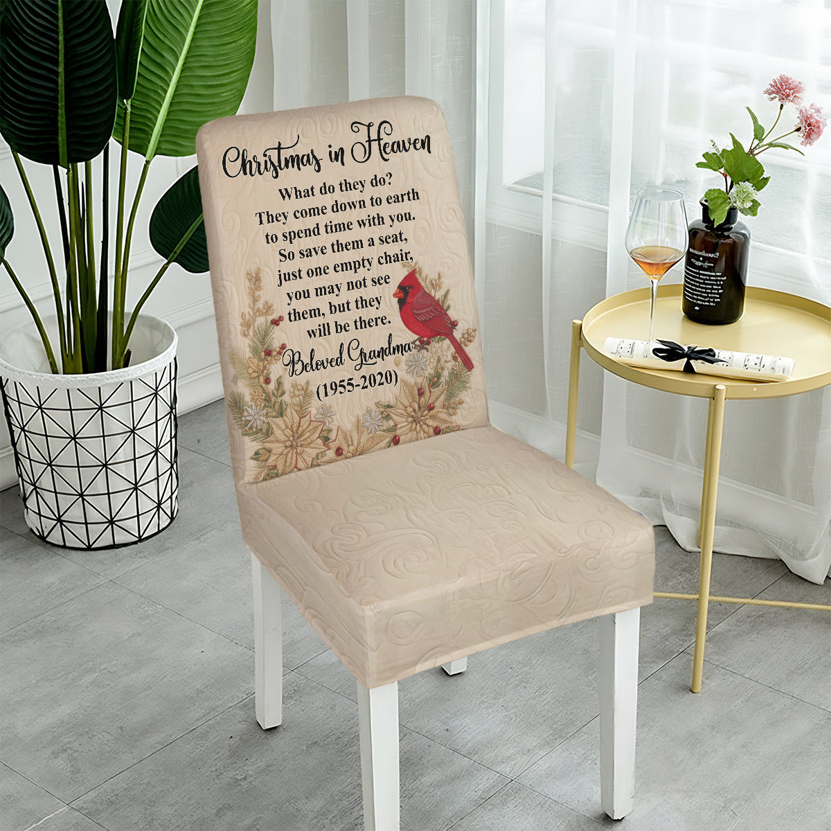 Christmas In Heaven - Personalized Memorial Chair Cover Set