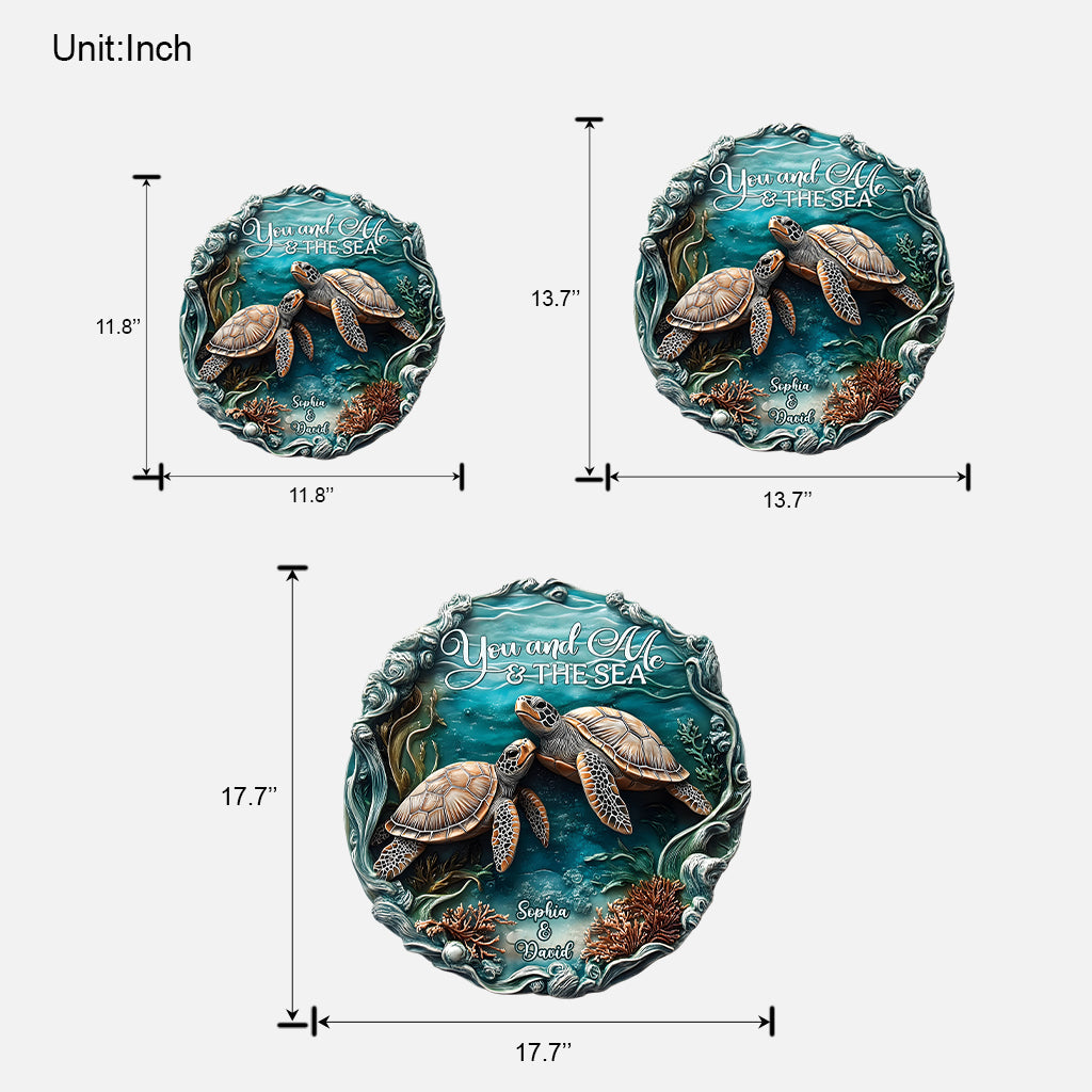 Du und ich und das Meer – Personalisiertes, individuell geformtes Schildkröten-Holzschild