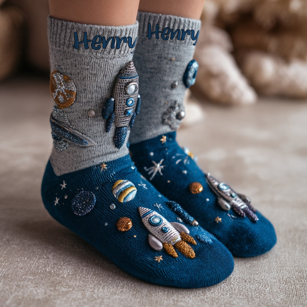 From The Spaceship - Personalized Kid Socks