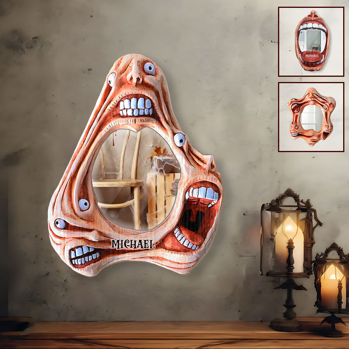 Gruselige Gesichter – Personalisierter Halloween-Wandspiegel