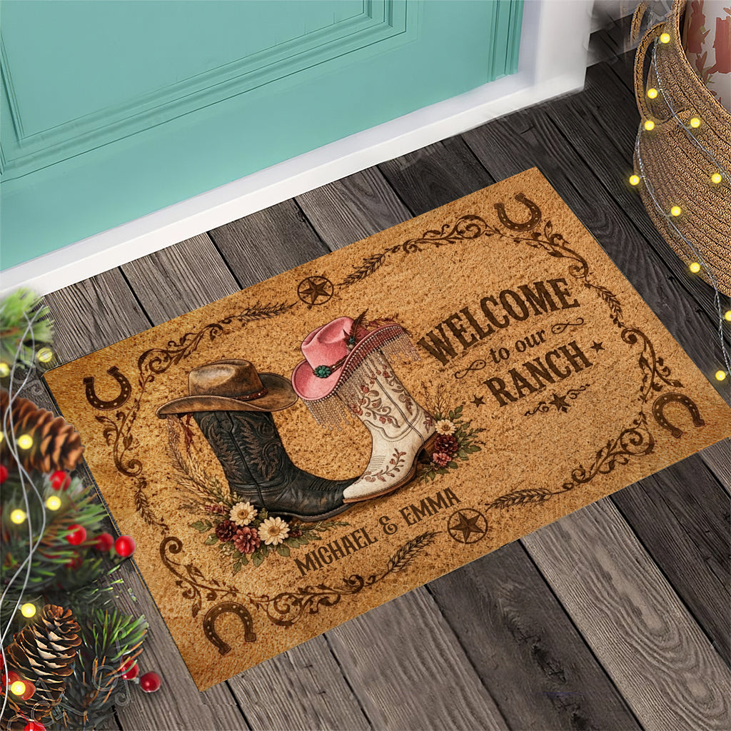 Welcome To Our Ranch - Personalized Western Outfit Doormat
