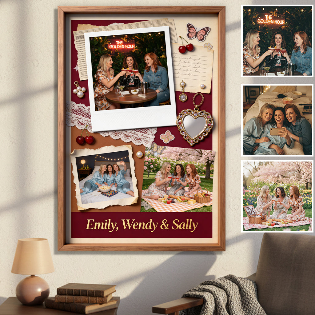 Jedes Foto Bestie für immer - Personalisierte Bestie-Leinwand und Poster