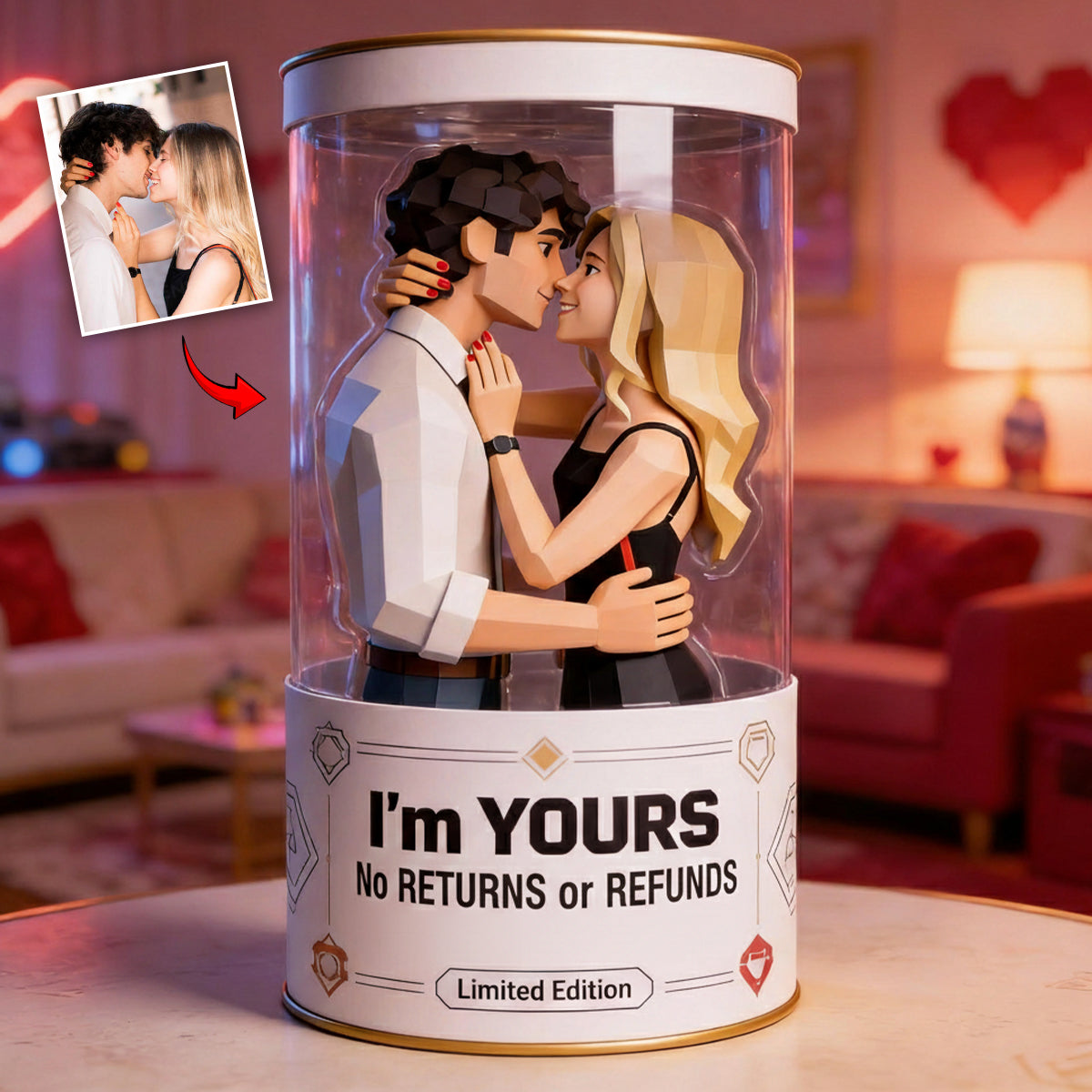 Ich liebe dich – Personalisierte Acrylplakette in individueller Form für Paare