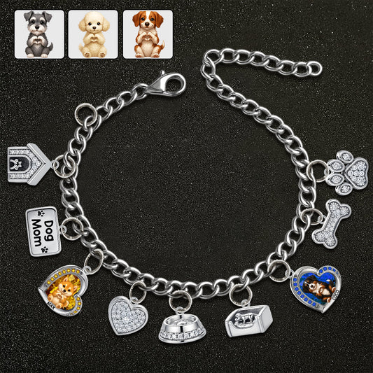 Welpe/Kätzchen formt Herzhände – Personalisiertes Hunde-Armband mit Anhängern