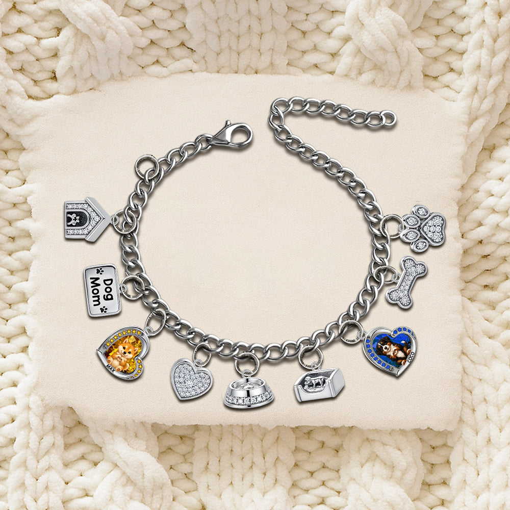 Puppy/ Kitty Makes Heart Hands - Personalized Dog Bracelet With Charms