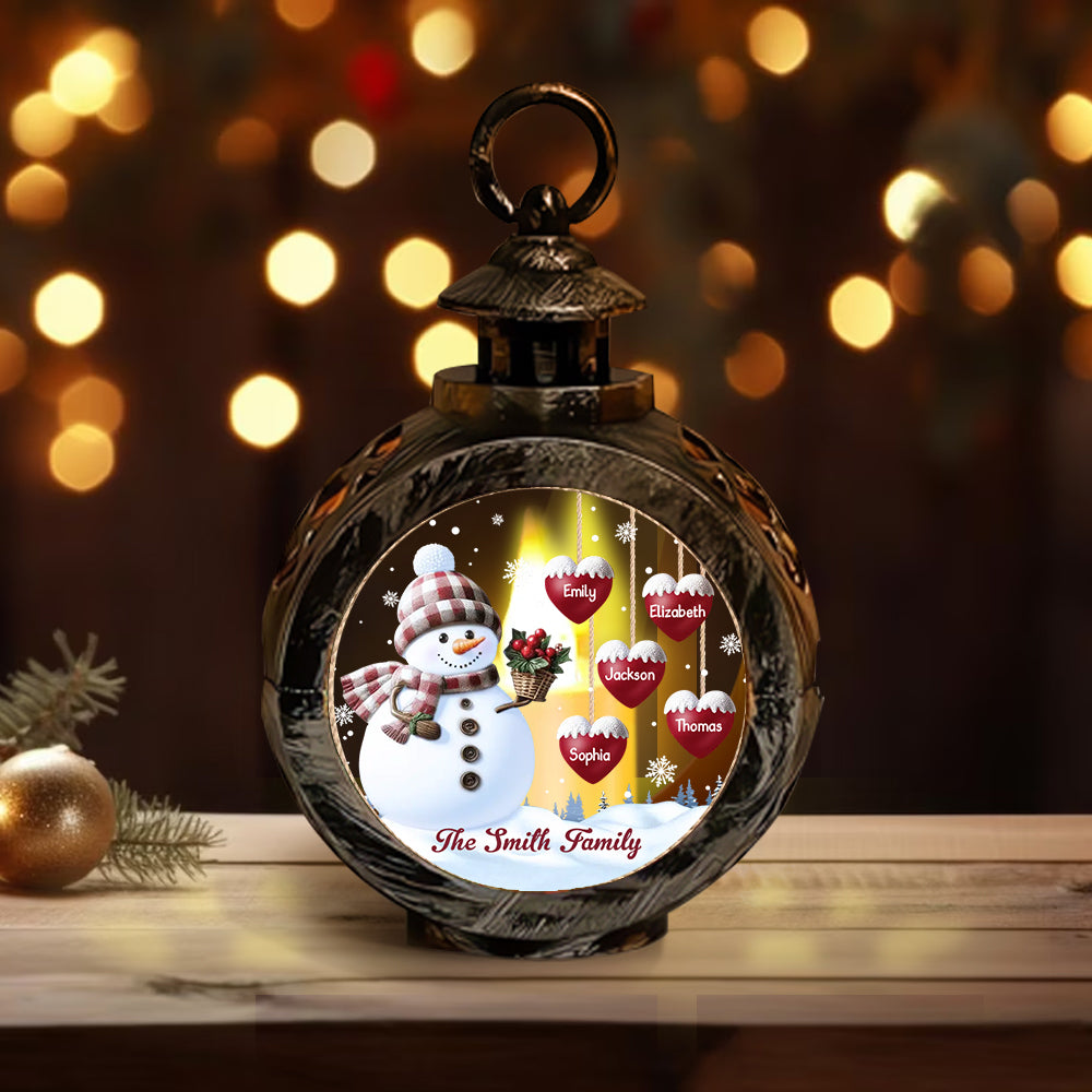 Merry Christmas - Personalized Family Round Lantern With Light