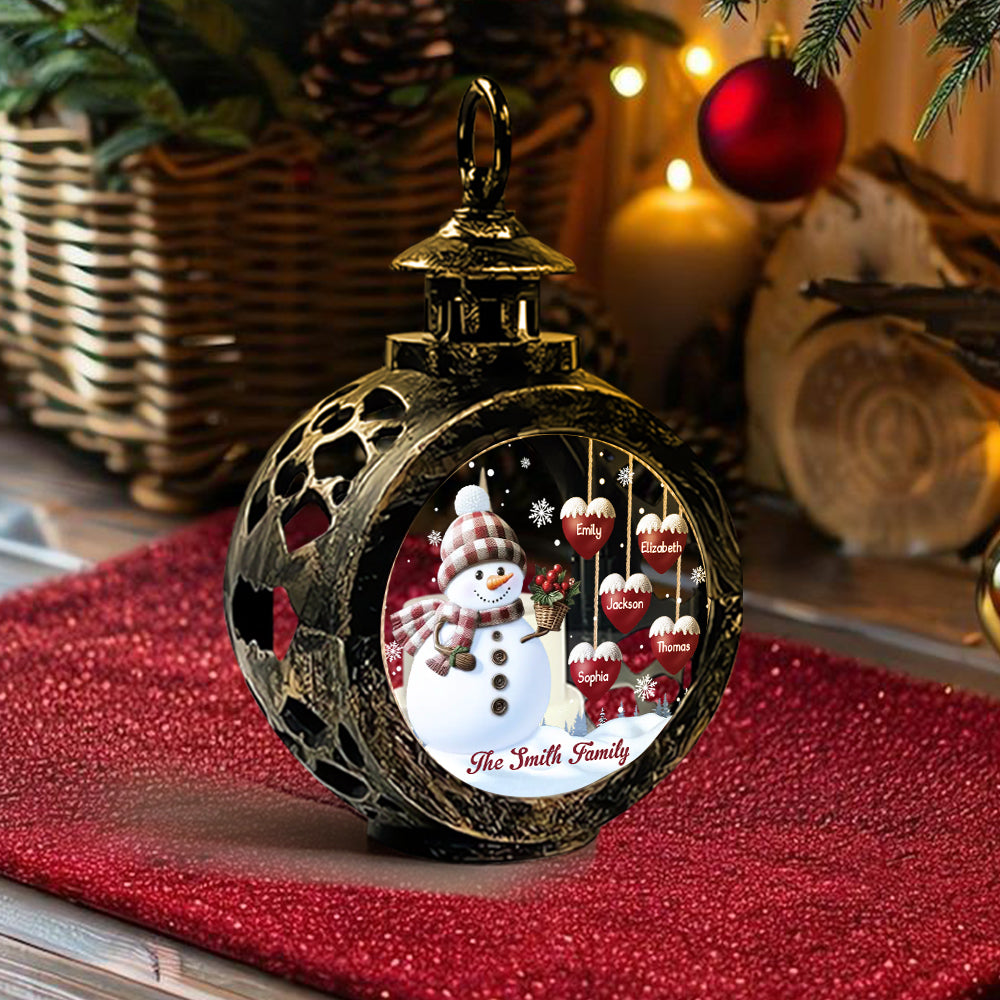 Merry Christmas - Personalized Family Round Lantern With Light