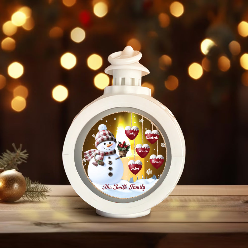 Merry Christmas - Personalized Family Round Lantern With Light