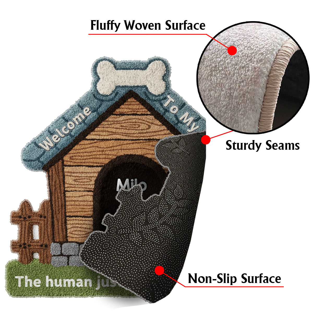Willkommen in meinem Zuhause – Personalisierter, rutschfester, getufteter Hundeteppich