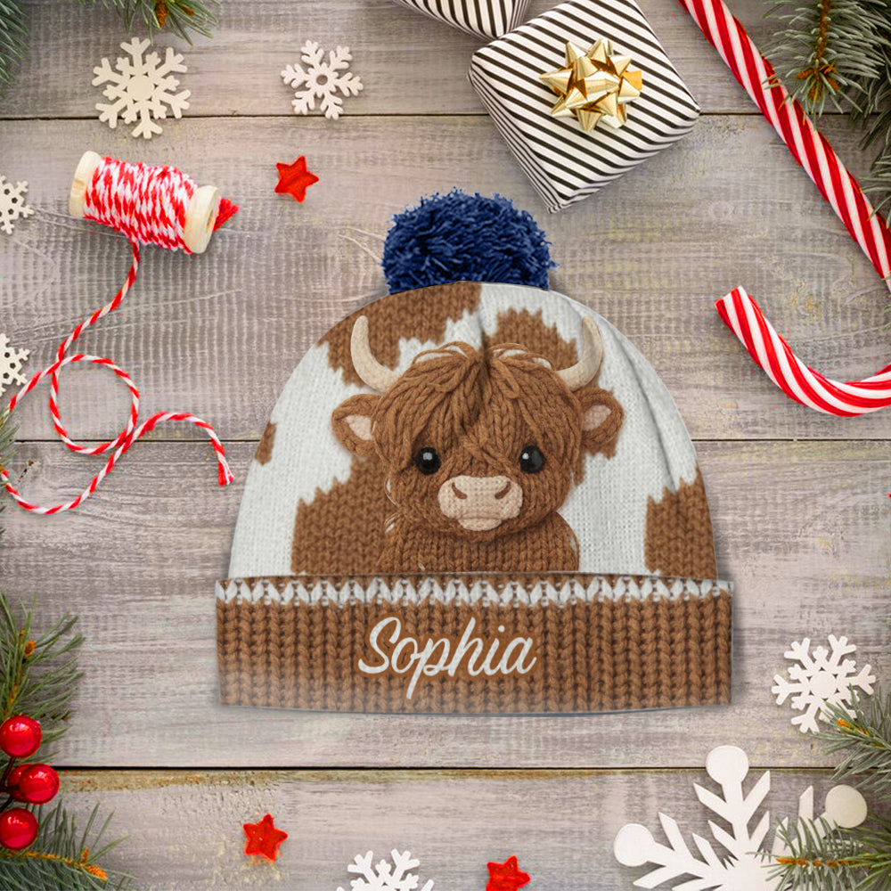 Cute Highland Cow - Personalized Highland Cow Beanie Hat