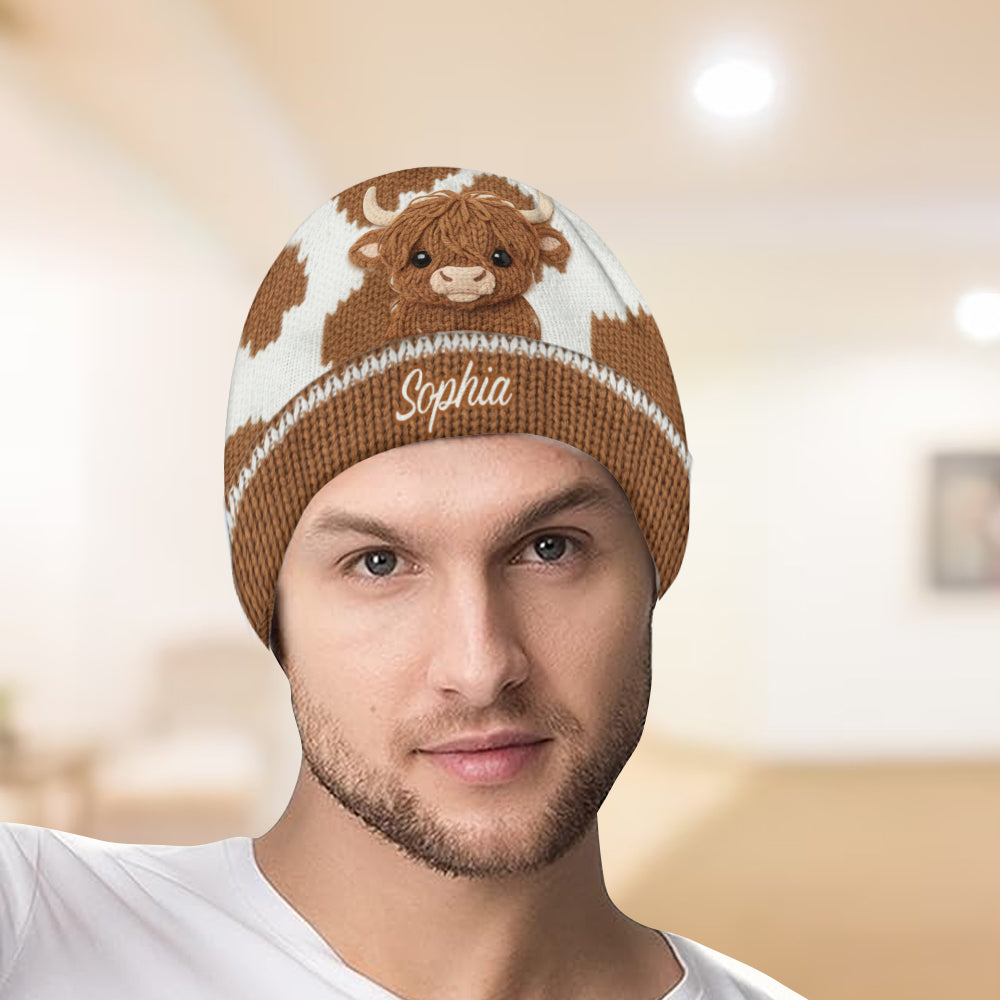Cute Highland Cow - Personalized Highland Cow Beanie Hat