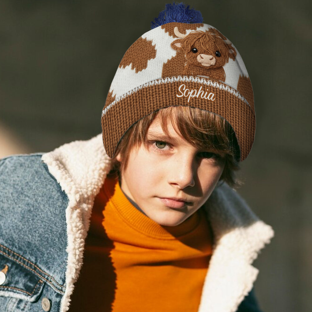 Cute Highland Cow - Personalized Highland Cow Beanie Hat