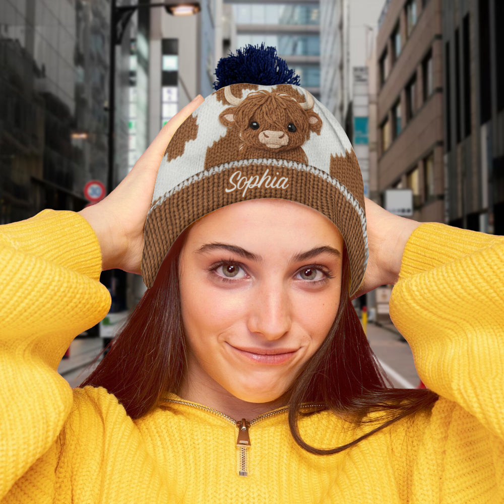 Cute Highland Cow - Personalized Highland Cow Beanie Hat