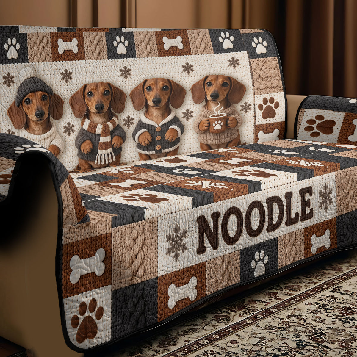 Merry Woofmas - Personalized Dog Quilted Sofa/Couch Cover