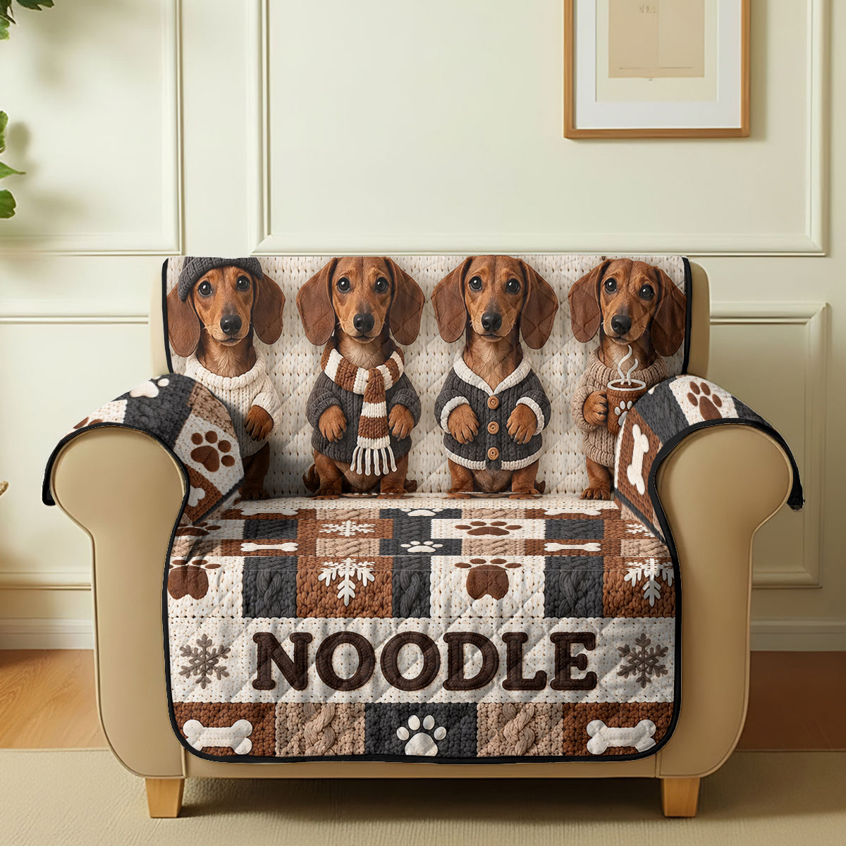 Merry Woofmas - Personalized Dog Quilted Sofa/Couch Cover