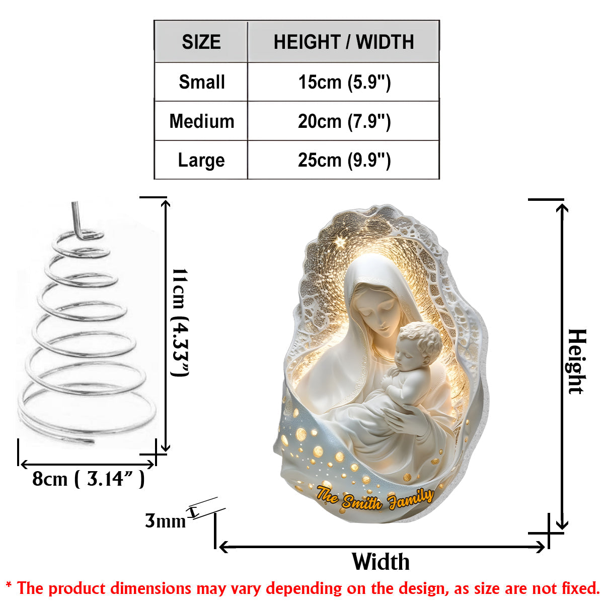Mutter Gottes – Personalisierte christliche LED-Lichterbaumspitze