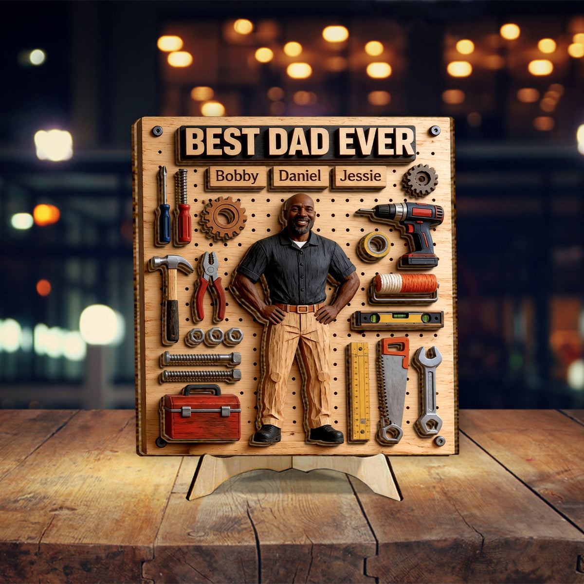 Vater Reparateur Aller Dinge - Personalisierte 2-lagige Holztafel / Holzplakette