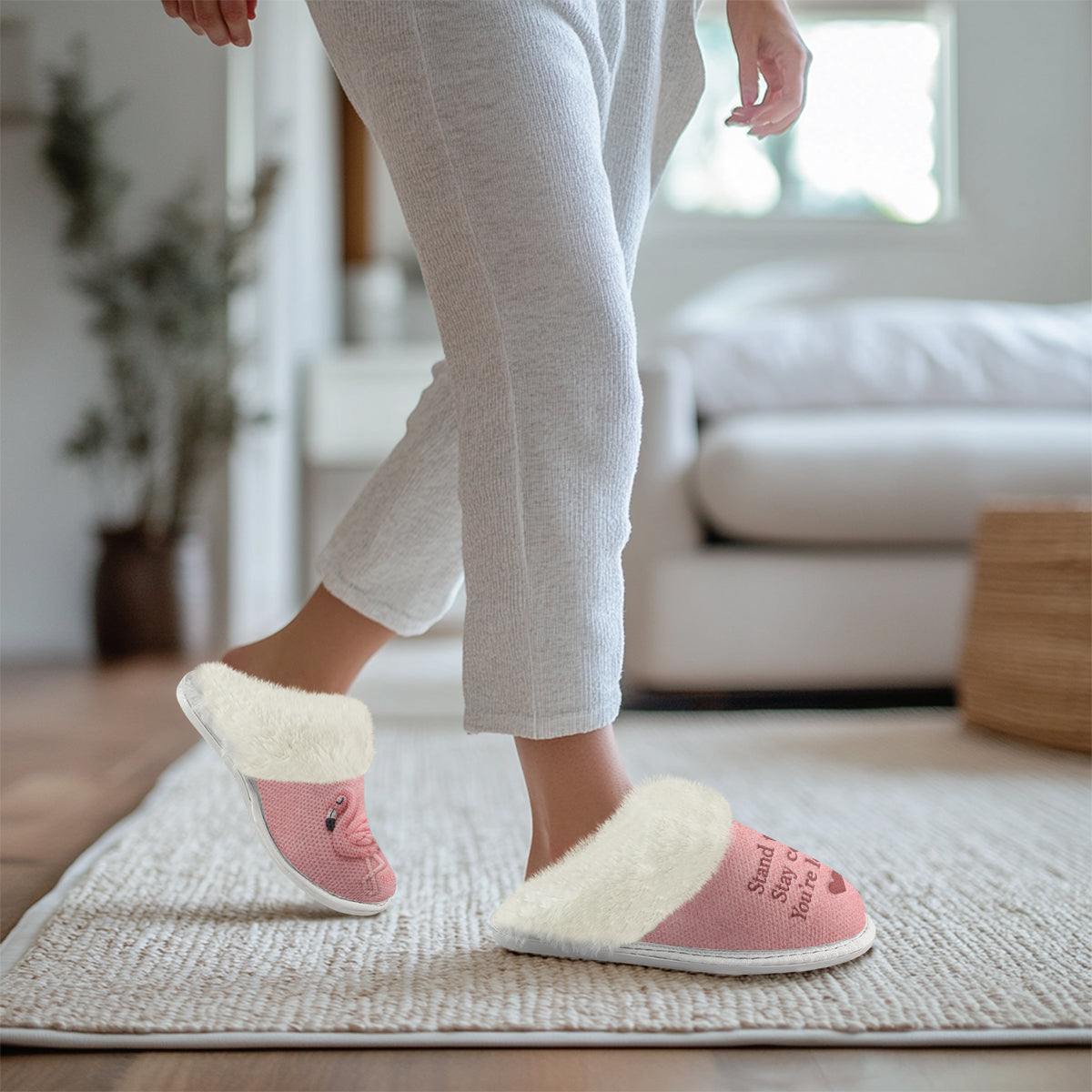 Emotional Support Flamingo - Personalisierte Flamingo Hausschuhe mit Futter