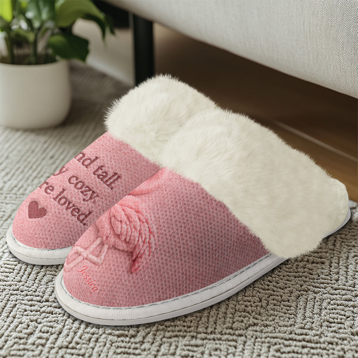 Emotional Support Flamingo - Personalisierte Flamingo Hausschuhe mit Futter