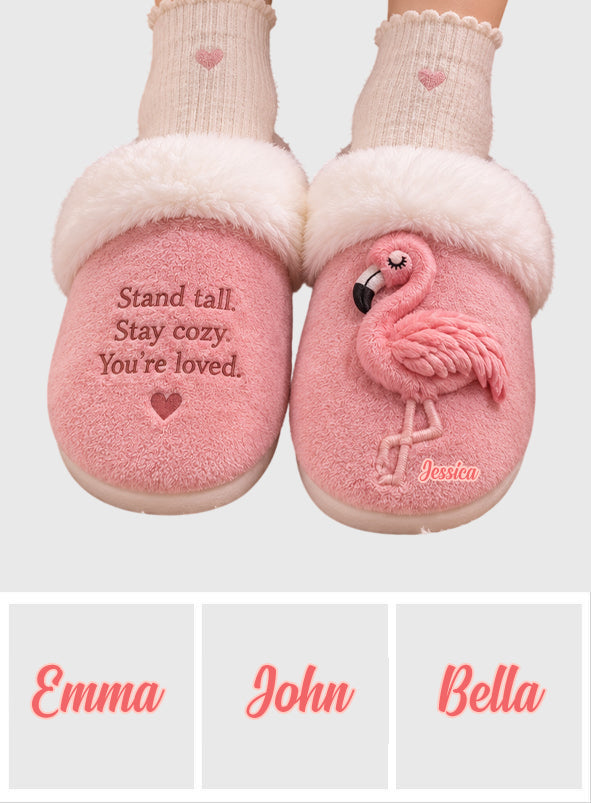 Emotional Support Flamingo - Personalisierte Flamingo Hausschuhe mit Futter