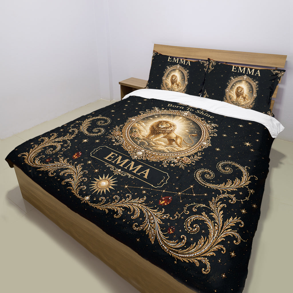The Cozy Queen Gift Set - Personalized Horoscope Satin Robe & Bedding Set & Wine Glass