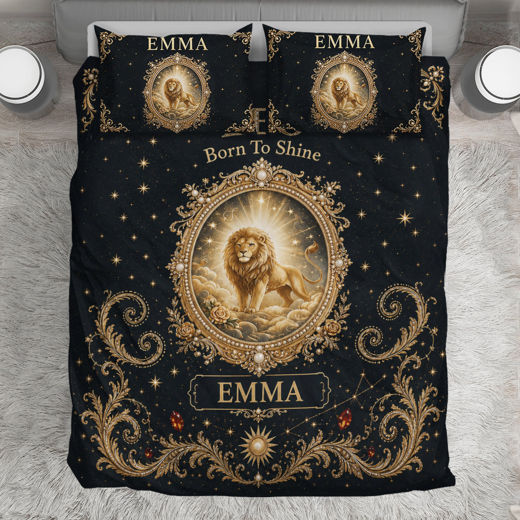 The Cozy Queen Gift Set - Personalized Horoscope Satin Robe & Bedding Set & Wine Glass