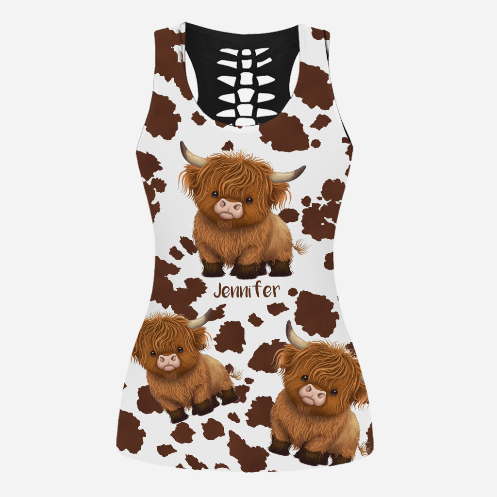 Niedliche Hochlandrinder – Personalisiertes Tanktop und Leggings mit Hochlandrind-Motiv
