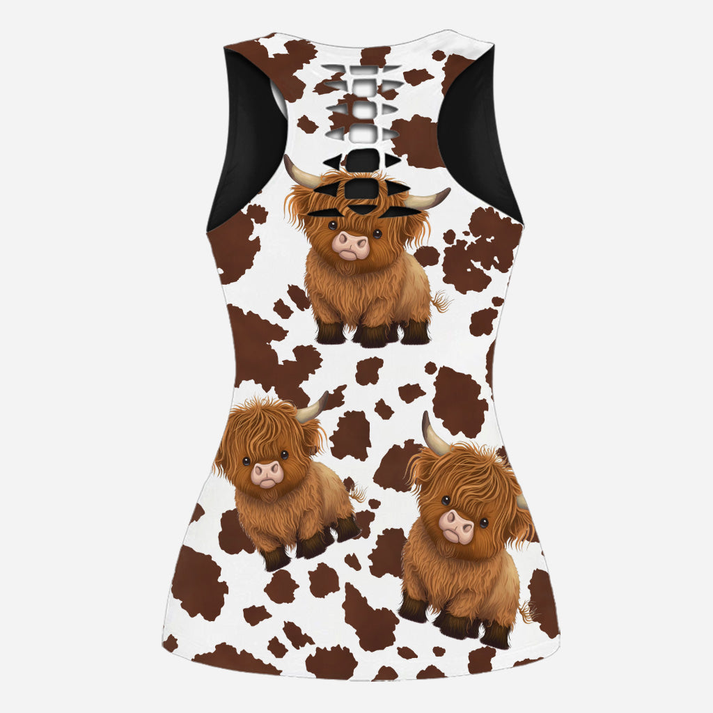 Niedliche Hochlandrinder – Personalisiertes Tanktop und Leggings mit Hochlandrind-Motiv
