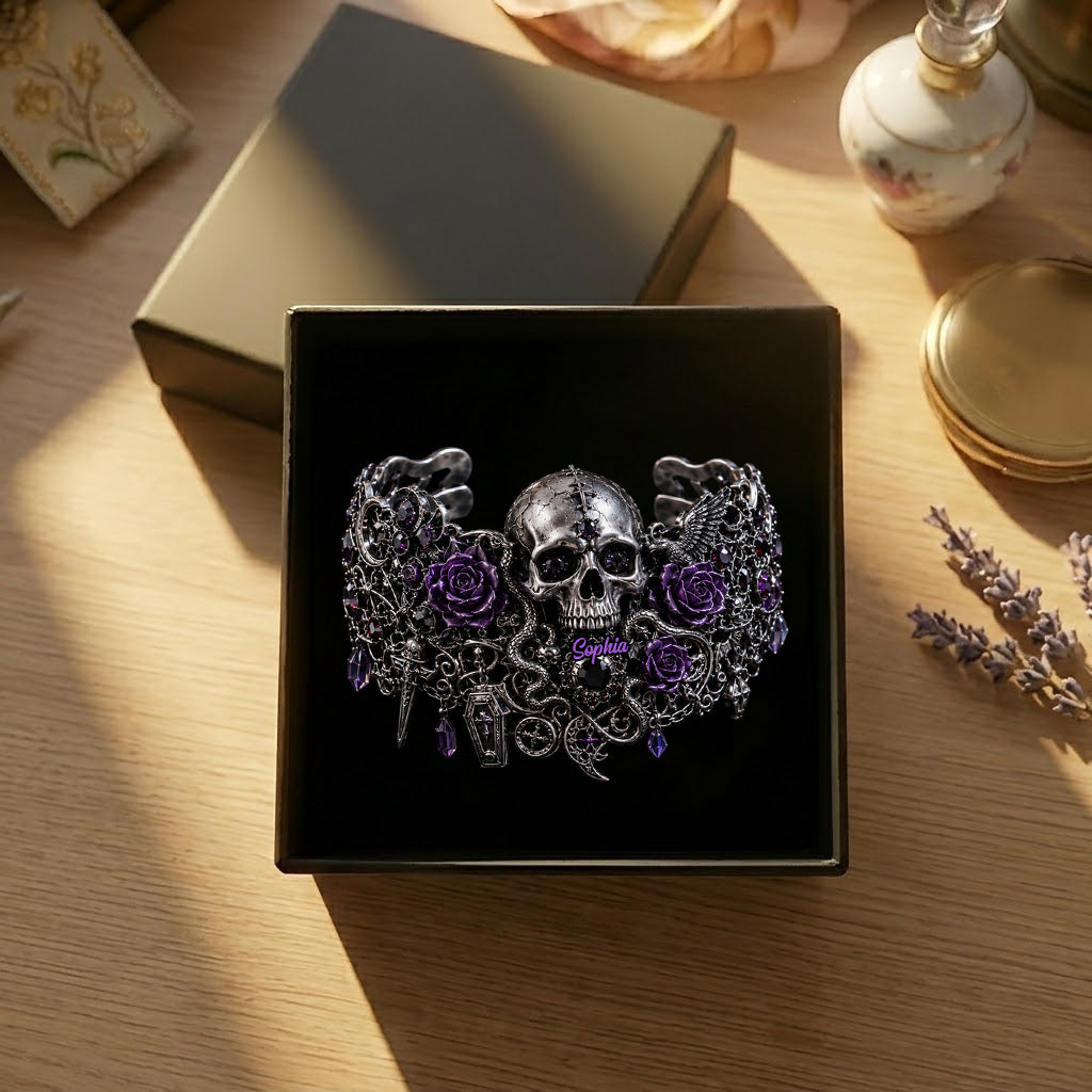 Skull And Roses - Personalized Skull Bracelet & Ring Set
