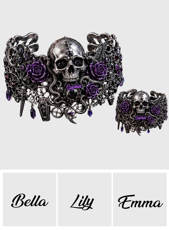Skull And Roses - Personalized Skull Bracelet & Ring Set