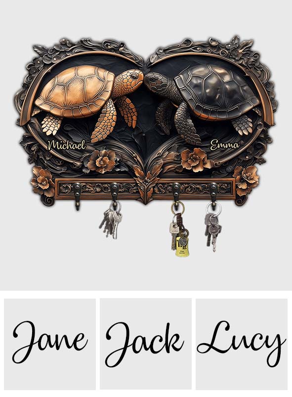 You & Me - Personalized Turtle Custom Shaped Key Rack