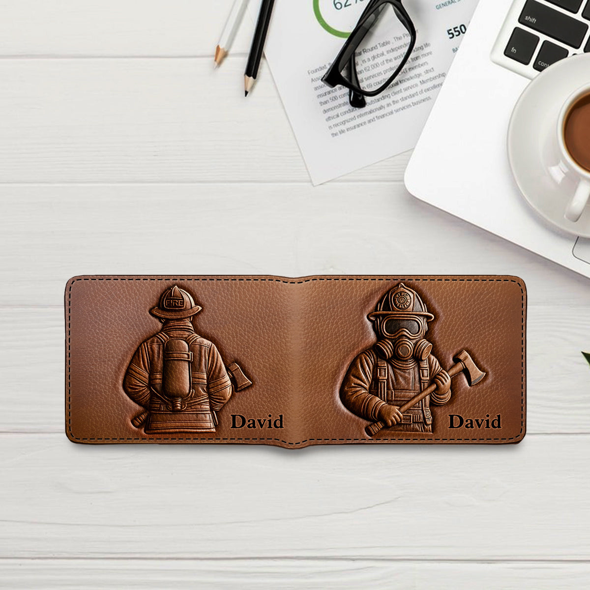 Proud Firefighter Department - Personalized Firefighter Leather Wallet