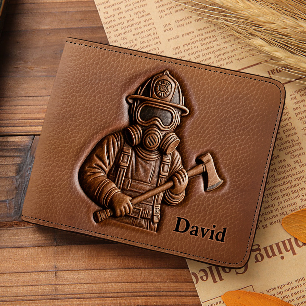 Proud Firefighter Department - Personalized Firefighter Leather Wallet